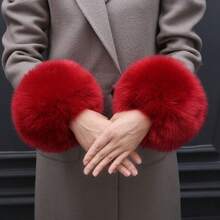 1 Pair Beautiful Warm Faux Rabbit Fur Detachable Sleeves, Suitable For Winter, Autumn, Holiday Party Decoration, Wedding Events, Christmas Gift - Multicolor - View 5