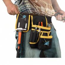1pc Tool Belt, Oxford Cloth Tool Waist Bag, Multifunctional Electrician Tool Pouch, Detachable Tool Bag, Ideal For Carpenters, Electricians, Woodworkers & Construction Workers, Gift For Dad - Yellow Belt - View 4