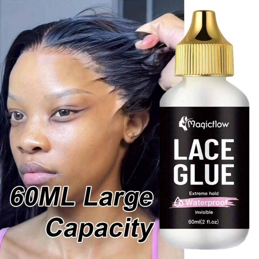 60ml/2fl.Oz Waterproof Wig Lace Glue - Strong Hold, Invisible, Quick Dry & Easy Removal - No Odor Adhesive For All Wigs