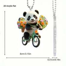 1pc Creative Cute 2D Acrylic Panda Car Rearview Mirror Hanging Ornament/Keychain Pendant/Holiday Gift - Acrylic Panda Pendant - View 8