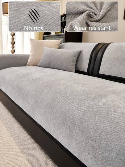 1 Stück ganzjährig bequemer Chenille-Sofakissenbezug, moderner minimalistischer rutschfester Sofasitzbezug, maschinenwaschbar und handwaschbar, blauer frischer modischer weicher nicht verblassender nicht abfärbender Schlafzimmerdekorations-Schutzbezug, haustierfreundlich, verstellbarer Ecksofa-Bezug geeignet für Schlafzimmer, Büro, Wohnzimmer-Kombinationsmöbel, L-förmiges Sofa und 1234-Sitzer Sofa