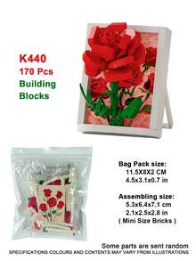 Floral Shadow Particle Building Block Set 100-300 Pieces, Exquisite Gift, Desktop Decoration, Bright Colors, Suitable For Home Decor/Office Decor/Store Display/Art Collection/Gift Exchange, Party Gift - Multicolor - View 10