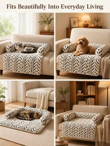 Cat & Dog Sofa Bed, Plush Pet Sofa Bed With Cushion, Indoor Cat & Puppy Non-Slip Furniture Protector - Multicolor - View 8