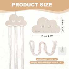 1pc Nordic Style Cloud Wooden Slice Children's Hair Clip & Headband Storage Organizer Set, Hanging Decor, Hair Accessory Material Kit, Valentine's Day Heart - Cloud Eyelashes + Beige Thread - View 2