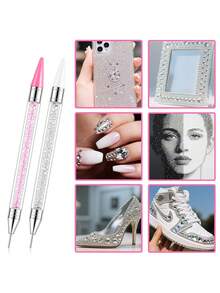 12-Pack Diamond Picker Tools - Dual-Ended Pens, Replacement Wax Tips, Clay, Precision Curved Tweezers For Picking Up Diamond Painting Beads, Manicure Gemstones, Crystals And Nail Jewelry - A - View 2