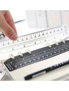 5pcs A5 6-Hole Notebook Loose-Leaf Rulers, 2 Styles: Semi-Transparent Frosted And Black, Can Be Used As Bookmarks, Index Tabs, Rulers, Dividers, Loose-Leaf Rulers, Page Marker Clip-On Bookmark Rulers, A5 6-Hole Notebook Rulers For Loose-Leaf Binders, Back To School - A5 Binder Ruler - View 2