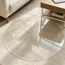 Creative Round PVC Hard Floor Mat, Suitable For Dining Table, Office Desk, Office Chair; Transparent Carpet Protector For Wooden Floor, Chair Floor Mat Decoration, Dust-Proof And Noise-Reducing, 1.5mm Thick, Home Chair Mat - White - View 5
