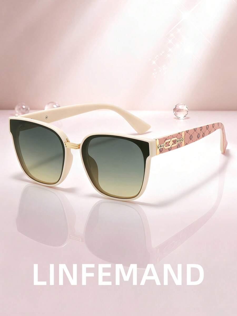 LINFEMAND Classic Cat Eye Gradient Lens Fashion Glasses, Elegant Decorative Eyewear For Daily Outfits, Driving And Riding, Aesthetic - Multicolor - View 1