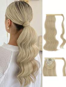 18 Inch Heat-Resistant Wavy Synthetic Fiber Ponytail Extension, Daily Wear, Gold - Multicolor - View 9