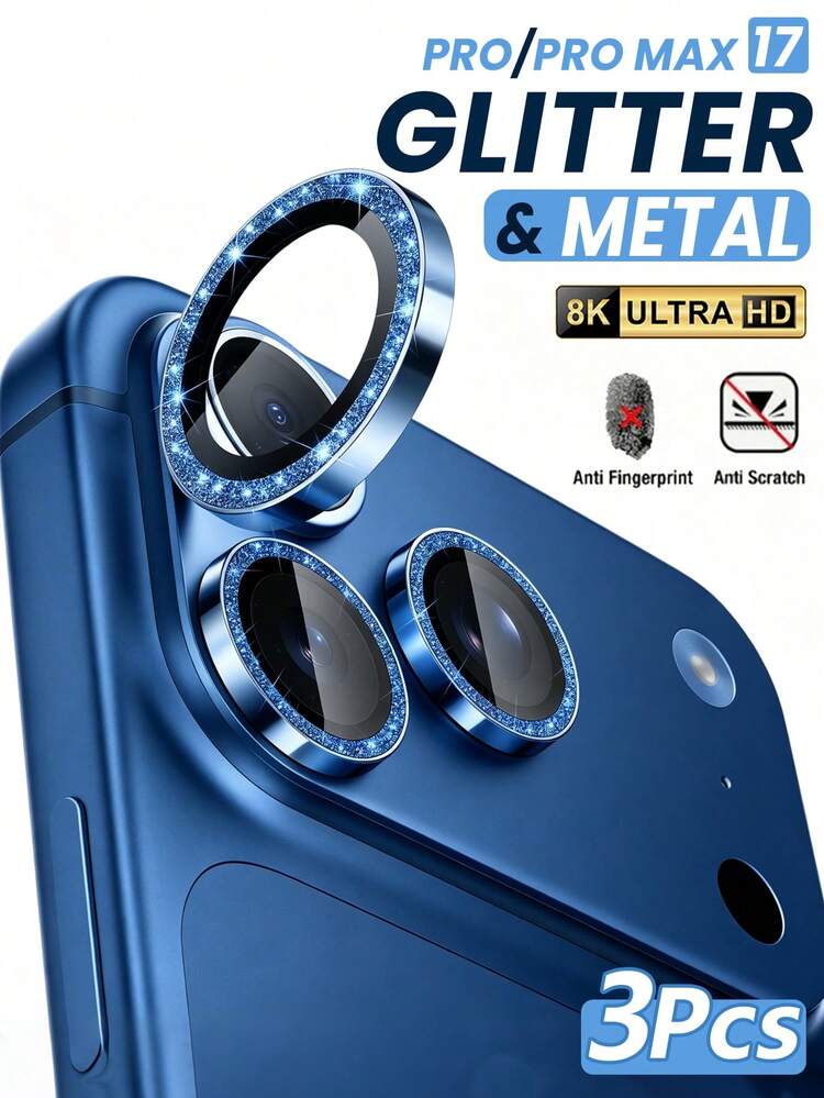 3 Packs [2026 New] 9H Tempered Glass Shiny Camera Lens Protector For IPhone 18 Pro/18 Pro Max/17 Pro Max/16 Pro Max/15 Pro Max/14 Pro Max/13/12/11 Pro Max, HD Clear, Shatterproof Metal Flash Lens Cover, Easy Install, Case Friendly, Includes Packaging, Blue, Stylish Gift For Family & Friends - Navy Blue - View 23
