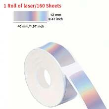 160 lembar Label Termal, 12x40mm (0,47x1,57 inci) Label Laser, Kertas Pita Printer Termal Perekat Portabel 1 Gulungan - MultiWarna - View 2