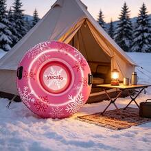 Inflatable Snow Tube, Winter Outdoor, Thickened PVC Material, 120cm With Handles, Adult Snow Sled, Snow Resort Entertainment - Multicolor - View 7