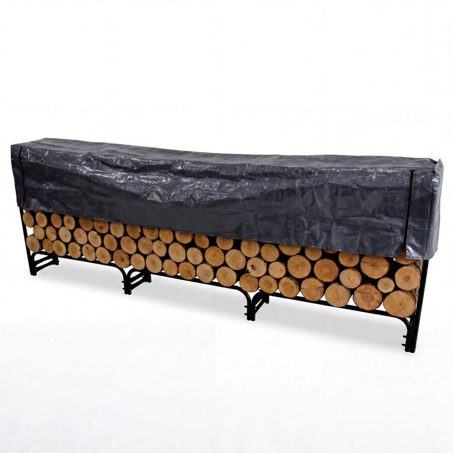 Heavy-Duty Elevated Steel Firewood Rack - Log Storage Holder with Stable Feet for Outdoor Fireplace/Fire Pit, Patio Yard & Garden Outdoor wood rack - 272 x 25 x 95 cm - Schwarz - Übersicht 1