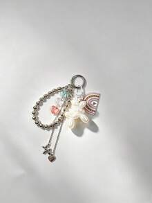 1pc Balloon Dog Rivet Beaded Chain Bag Charm Pendant Keychain, For Women's Shoulder Bag, Tote Bag Charm, Keychain Pendant - Multicolor - View 6