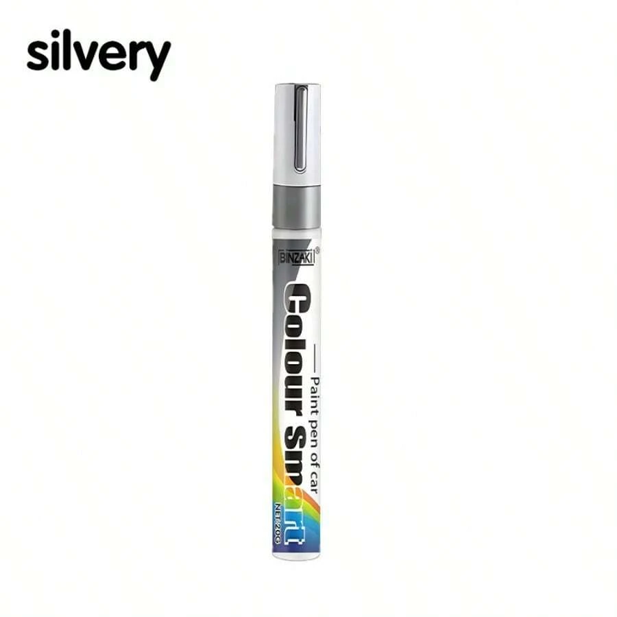 Binzaki 1pc New Multi-Color Car Scratch Repair Paint Pen, Body Paint Touch-Up Pen For Car, Motorcycle And Other Vehicle Body Scratch Repair, Body Maintenance Spray Paint Masking Tool - Silver - View 1