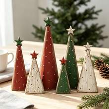 1/3/6pcs Rustic Wooden Christmas Tree Desktop Decor, Vintage Style Christmas Tree Ornament, Suitable For Fireplace Mantel, Tabletop, Shelf And Holiday Party Decoration, Also An Ideal Christmas Gift For Family And Friends - Christmas Ornament - View 6