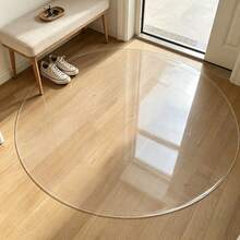 Creative Round PVC Hard Floor Mat, Suitable For Dining Table, Office Desk, Office Chair; Transparent Carpet Protector For Wooden Floor, Chair Floor Mat Decoration, Dust-Proof And Noise-Reducing, 1.5mm Thick, Home Chair Mat - White - View 11