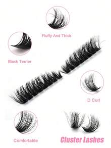 14 Rows 224 Clusters D/DD Curl Individual Lash Extensions, Mixed Length Volume Lash Clusters, Thick Lightweight Comfortable False Eyelashes, DIY Segmented Lashes Suitable For Everyday And Party Looks - D - View 3