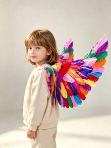 1pc Artificial Feather Wings Rainbow Style, Suitable For Carnival Theme Holiday Cosplay Costume, Photo Prop - A - View 6