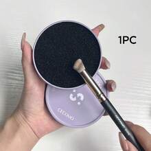 Round Makeup Brush Cleaning Case With Removable Sponge (1 Or 2 Pieces); Includes A Single-Layer Replacement Core; Dry Cleaning Case; Beauty Tool For Home Or Travel; For Women And Girls. - Multicolor - View 10