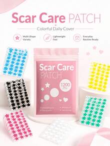 480/1200PCS 6-Color Star-Shaped Scar Patches, Waterproof And Sweat-Resistant, Day And Night Use, Scar Concealment, Seamless And Non-Caking, Gentle And Non-Irritating - View 1