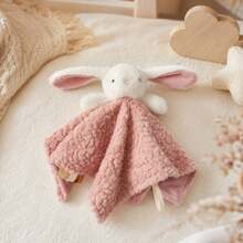 1pc Rose Plush Baby Comfort Blanket, Cute Rabbit Plush Quilt, Soft Tag Touch Comfort Toy, Portable Newborn Sleep Toy - Pink - View 6