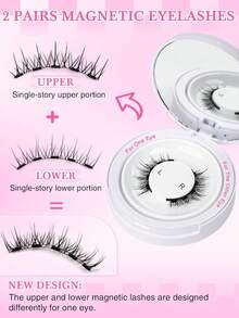 1 Pair Natural Magnetic Eyelashes, 1 Pair Reusable Magnetic Eyelashes With Applicator, No Glue Needed Magnetic Eyelashes Set, Easy To Wear And Remove - Multicolor - View 7