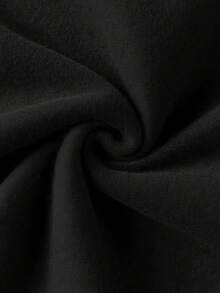Men's Autumn/Winter Casual Versatile Minimalist Cross Print Commute Patchwork Loose Drop Shoulder Zip-Up Polo Shirt - Black - View 8