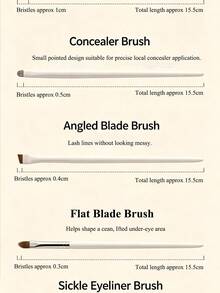 5/7/10/12pcs Makeup Brush Set Eyeshadow Brush Blade Brush Sickle Eyeliner Brush Powder Brush Makeup Tools Suitable For Beginners And Makeup Enthusiasts - Beige - View 8
