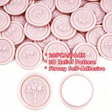 20入 3D 浮雕花束自黏式蠟封貼紙，適用於禮物、婚禮邀請函、信封封口－淺粉色 - 花束-淺粉色 - 查看 12