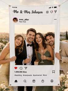 Personalized Selfie Photo Frame Prop, Customized Wedding Style Photo Frame, Can Add Name, Logo, Text, Suitable For Weddings, Graduation Ceremonies, Birthday Parties, Party Decorations And Photo Booth Props, Large Event Selfie Frame, Suitable For Wedding Parties, Wedding Showers, Baby Showers And Celebration Event Decorations, Fun Interactive Party Photo Signs And Gifts. - Multicolor - View 3