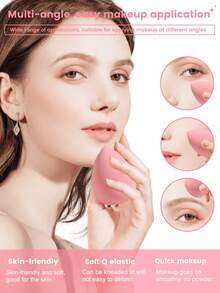 29Pcs/6pcs Pink Rose Gold Makeup Brush Set Makeup Brushes Cosmetic Sponges Triangle Powder Puffs Round Powder Puffs Cleaning Sponges Complete Makeup Tool Kit For Beginners - Rose Red - View 5