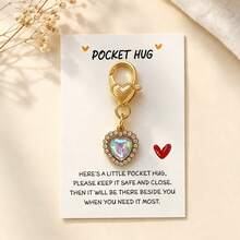 1pc/7pcs Women's Colorful Heart-Shaped Pendant Keychain With Card, Exquisite Bag Charm Gift For Friends - Multicolor - View 2