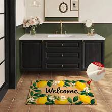 1pc Fresh Lemon Print Design Microfiber Bath Rug,Non-Slip & Soft Bathroom Mat,Welcome Doormat,Water Absorption Mat,Machine Washable,Low Pile,TPR Backing,Knit Fabric,ForBedroom,Kitchen,Entryway,Indoor Use,Accessories & Home Decor,Perfect New Home Gift - A - View 8