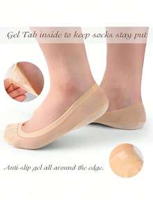 Women's Ultra Low-Cut Invisible Socks, Non-Slip Nylon Foot Socks, Suitable For Flats, Loafers, High Heels, Daily Wear - Multicolor - View 2