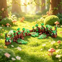 Cute 3D Printed Forest Dragon + Dragon Egg Model Set Plastic Toy Ornament Desktop Decoration Sculpture Figurine Holiday Gift - Multicolor - View 5