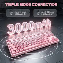 Tri-Mode Wireless Mechanical Keyboard, Hot Swappable Custom RGB Gaming Keyboard, Cute Jelly PBT HOA Profile Keycaps, RGB Backlit, Dustproof Blue Switch,BT5.0/2.4G/USB-C, For PC, Laptop, Compact 80% Size - View 7