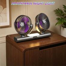RAF Kipas Sirkulasi Udara Meja Portabel Kepala Ganda 3 Bilah, Kipas Meja Senyap Isi Ulang USB, Kontrol Udara Jendela Ganda, Lampu Malam Ambient dengan Kecerahan yang Dapat Diatur, Cocok untuk Rumah, Kamar Tidur, Asrama, dan Kantor - Putih - View 2