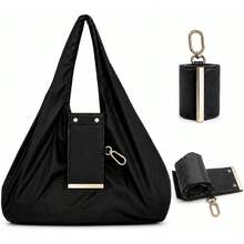 1pc Foldable Large Capacity Women's Storage Bag, Lightweight Shoulder Bag, Multi-Scenario Hanging Shopping Bag, Mini Keychain Tote Bag, Suitable For Commuting, Work, Travel And Daily Outings - Multicolor - View 8