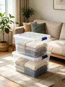 86L Large-Capacity Storage Boxes With Wheels, Stackable Design, Sturdy And Durable, Space-Saving, With Safety Latch Lids, Available In Multiple Sizes, Suitable For Home, Storage Rooms, Offices, Garages , Transparent Tool Storage Boxes - Multiple Specifications - View 4