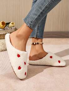 Soft Sole Embroidered Heart Warm Slippers - Quiet Slippers - Super Soft & Lightweight - Suitable For Floor Or Carpet Use, Halloween, Christmas Decoration, Home Decor, Comfortable, Bedroom - Multiple Styles - View 11
