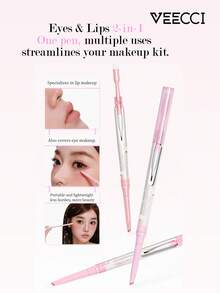 VEECCI Pensil Bibir Dua Ujung, Mendefinisikan Kontur Bibir, Tahan Air dan Tahan Lama, Tidak Pudar, Cocok Dipadukan dengan Lipstik untuk Bibir Penuh, 2-in-1: Pensil Bibir dan Kuas Bibir, Cocok untuk Pemula - #D04 Beras Cokelat - View 5