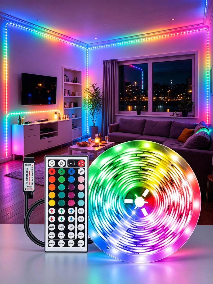 5V RGB Color LED Strip Lights, 44-Key Infrared Remote Control; Color-Changing Ambient Lights, Suitable For Christmas, Halloween, Birthday Party, Wedding, Various Festival Decorations, Can Decorate Bedroom Walls, Create Home Atmosphere - Color - View 1