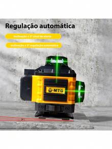 Nível a Laser Verde 4D 16 Linhas 360° Autonivelante com Tripé, Controle Remoto, 2 Baterias 5000mAh e Maleta MTG - Amarelo - Visão 7