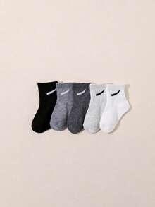 10/20 Pairs Random Baby Solid Color Mid-Calf Socks, Sports Socks, Horizontal Stripe/Line Design, Suitable For Daily Wear, Unisex For Baby Boys And Girls, Suitable For 0-3 Years Old Infants, Breathable Soft And Comfortable - Multicolor - View 5