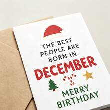 1pc December Birthday Christmas Card With Envelope - "Born In December" Holiday Greeting, Suitable For Friends And Family, Blank Inside - View 11