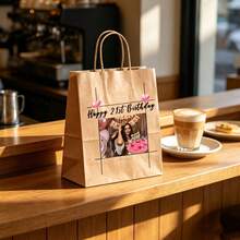 Customized Gift Bags, 18th Birthday Gift Bags, Made Of Thick Kraft Paper, Can Print Photos And Text, Suitable For Shopping, Christmas, Party, Wedding, School Events, Thanksgiving, Birthday And Other Occasions. - Camel - View 7