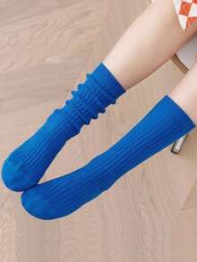 1 Pair Kids Solid Color Straight Socks, 2-7 Years Old Children Candy Color Calf Socks, Versatile Mid-Calf Socks Suitable For All Seasons - Multicolor - View 11