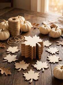 24pcs Wooden Maple Leaf Decorations, Unfinished DIY Wooden Crafts For Painting, Hollow Blank Hanging Ornaments, Thanksgiving And Harvest Festival Supplies, Autumn Party Ceiling Fireplace Home Decor Hanging Accessories - A - View 8