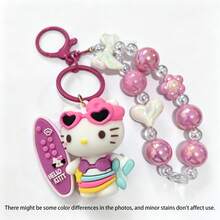 1pc Cartoon Flower Beaded Sanrio Keychain Doll Pendant Hello Kitty Phone Chain Bag Charm Kuromi Beaded Chain - Multicolor - View 15
